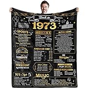 Photo 1 of KOKEYIDR 50th Birthday Gifts for Women Men 2023 Happy 50 Year Old Birthday Decorations for Her Him Back in 1973 Blanket to Husband Wife Dad Mom 50th Birthday Gift Ideas Cheers to 50 Years Blanket
