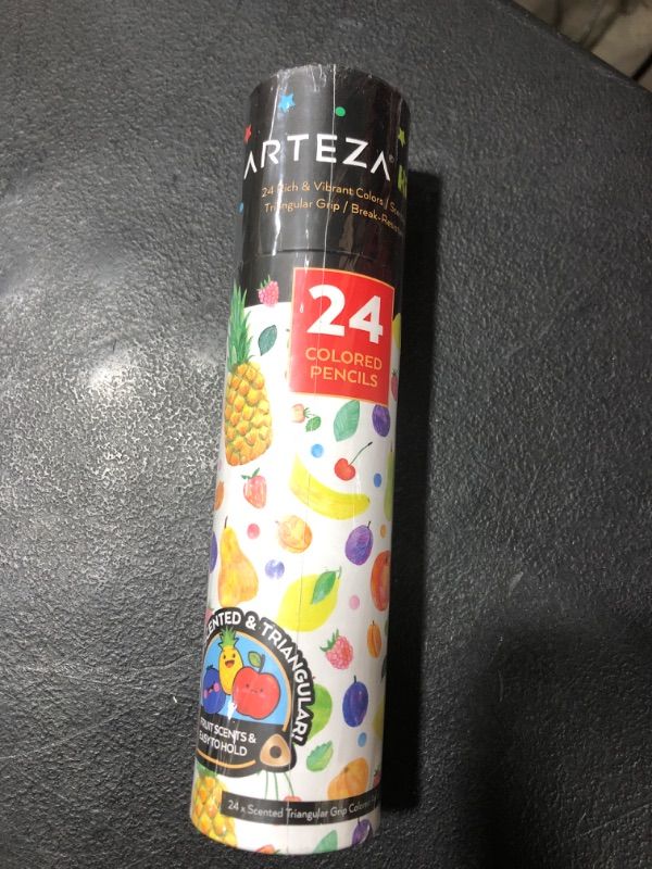 Photo 2 of Arteza Kids Scented Colored Pencils, Set of 24 Easy-to-Grip Pencil Crayons, Triangular Shape, Pre-Sharpened, Art and School Supplies for Arts and Crafts Time, Drawing, and Doodling