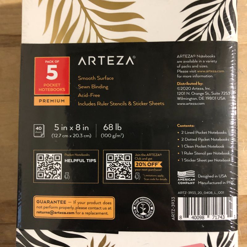 Photo 1 of NOTEBOOKS ONLY ARTEZA Small Pocket Notebook Set, 5 Pcs, 5 x 8 inches 
