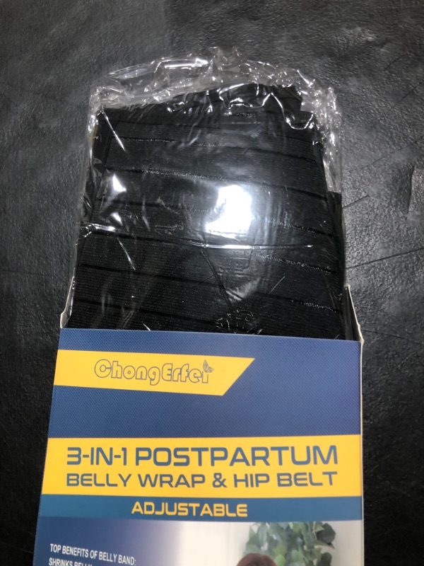 Photo 1 of ChongErfei 3 in 1 Postpartum Belly Wrap - Recovery Belly/Waist/Pelvis Belt Black Postpartum Belly Band,Black One Size Black One Size (Pack of 1)