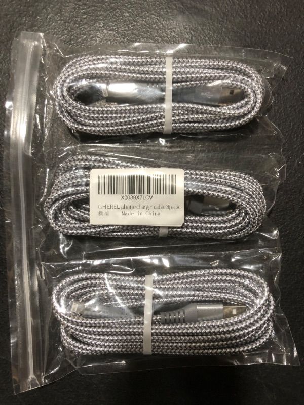 Photo 2 of iPhone Charger 3 Pack 10 ft MFi Certified Lightning Cable Nylon Braided Cable iPhone Charger Fast Charging Cord Compatible with iPhone 14 13 12 11 Pro Max XR XS X 8 7 6 Plus and More Gray White