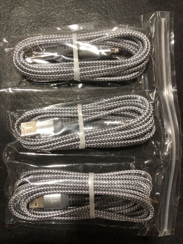 Photo 3 of iPhone Charger 3 Pack 10 ft MFi Certified Lightning Cable Nylon Braided Cable iPhone Charger Fast Charging Cord Compatible with iPhone 14 13 12 11 Pro Max XR XS X 8 7 6 Plus and More Gray White