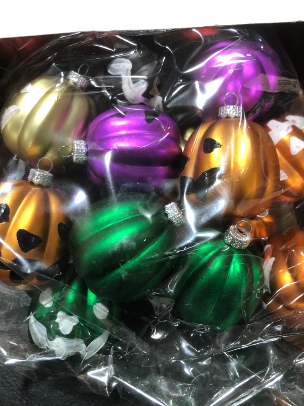 Photo 2 of 24 Pcs Halloween Ornaments Jack O Lantern Tree Decorations Plastic Pumpkin Decoration Nightmare Christmas Tree Ornaments Decorative Hanging Ornaments