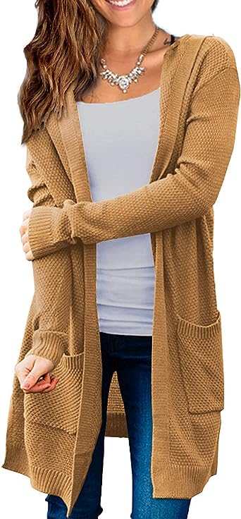 Photo 1 of Beecarchil Women's Long Sleeve Hoodie Sweaters Open Front Cardigan with Pockets (small)