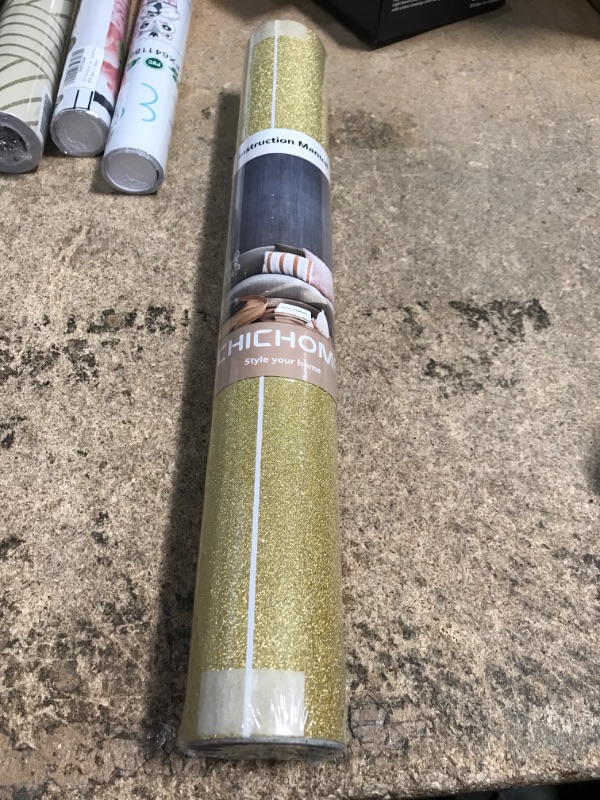 Photo 1 of 17.7"x236" Glitter Contact Paper Peel and Stick Self Adhesive Removable Sparkle Gold Glitter Wallpaper Waterproof Glitter Vinyl Wall Paper Roll for Birthdays Gift Cabinets Countertops Room Décor 17.7''x236'' Gold