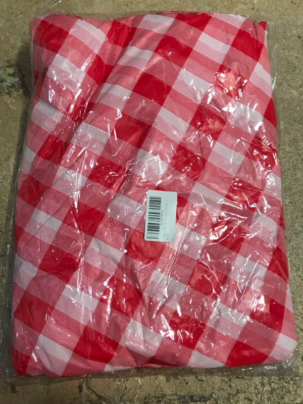 Photo 2 of 10 Pack 84 inch Round Plastic Tablecloth, Checkered BBQ Tablecloth,Red & White Gingham Plastic Tablecloth.