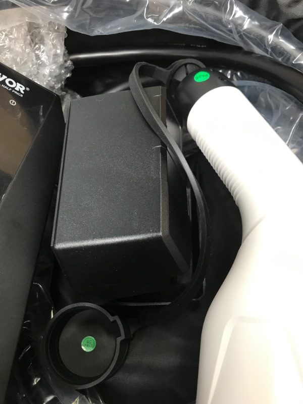 Photo 1 of VEVOR Level 1+2 Portable EV Charger, 16 Amp 120V or 240V, Electric Vehicle Charger with 28-Foot Charging Cable NEMA 6-20P Plug NEMA 5-15 Adapter, Plug-in Home EV Charging Station for SAE J1772 EVs
