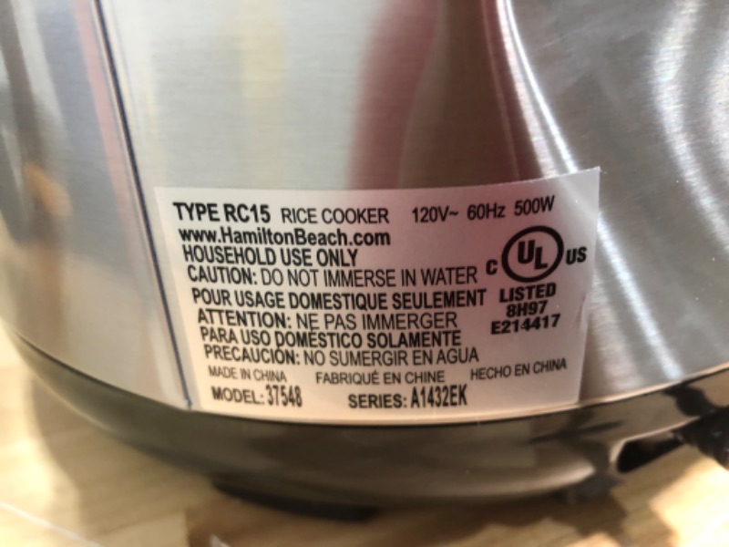 Photo 3 of ***DENTED ON BACK SEE PHOTOS***

Hamilton Beach Digital Programmable Rice Cooker & Food Steamer, 14 Cups Cooked (7 Uncooked) With Steam & Rinse Basket, Stainless Steel (37548) 14 Cups Cooked (7 Uncooked) Rice Cooker