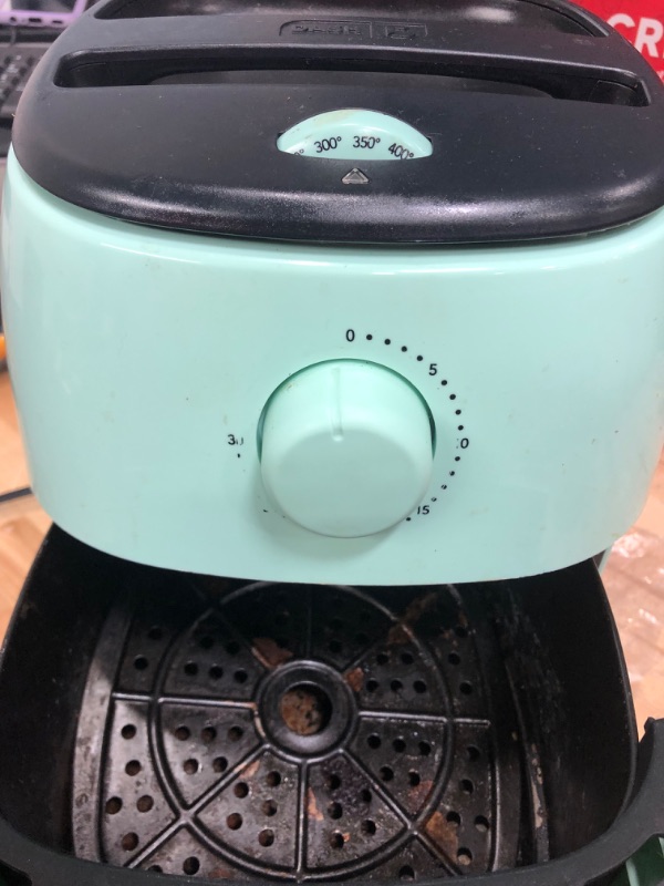 Photo 2 of **** USED SEE PHOTOS TESTED***
DASH Tasti-Crisp™ Digital Air Fryer, 2.6 Quart - Aqua & DMW001AQ Mini Maker for Individual Waffles, Hash Browns, Keto Chaffles with Easy to Clean, Non-Stick Surfaces, 4 Inch, Aqua