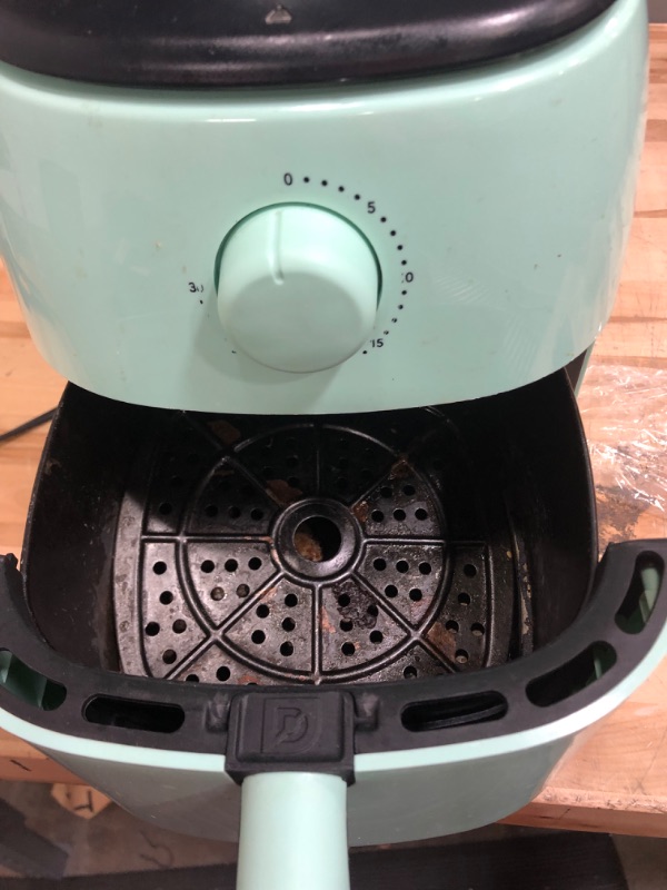 Photo 4 of **** USED SEE PHOTOS TESTED***
DASH Tasti-Crisp™ Digital Air Fryer, 2.6 Quart - Aqua & DMW001AQ Mini Maker for Individual Waffles, Hash Browns, Keto Chaffles with Easy to Clean, Non-Stick Surfaces, 4 Inch, Aqua