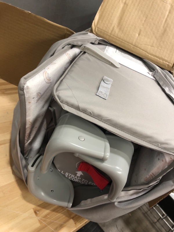 Photo 2 of ***OPEN BOX MAY BE MISSING HARDWARE**
Graco Pack and Play On the Go Playard | Includes Full-Size Infant Bassinet, Push Button Compact Fold, Stratus , 39.5x28.25x29 Inch (Pack of 1) W/ Bassinet Insert Stratus