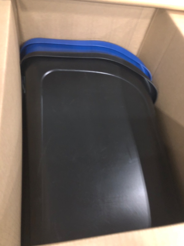 Photo 1 of Rubbermaid 6.4G Undercounter Wastebasket 2 Pack, Blue and Black for Dual Stream Waste and Recycling Recycling Combo 6.4G Wastebasket