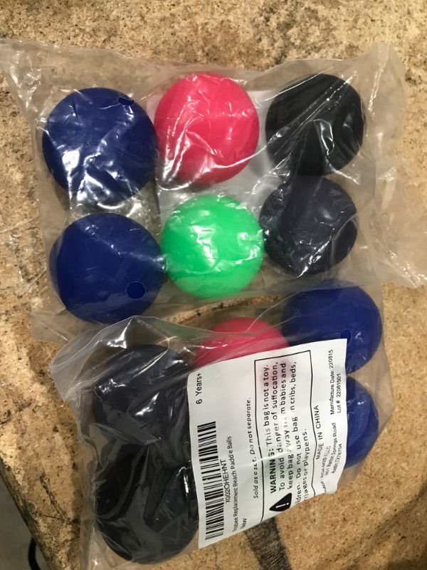 Photo 2 of 2 of- Beach Paddle Ball Replacement Beach Balls for use with Smash Ball®, Pro Kadima® and Other Beach Tennis Ball Games | 6 Small Paddle Balls in High Visibility Colors