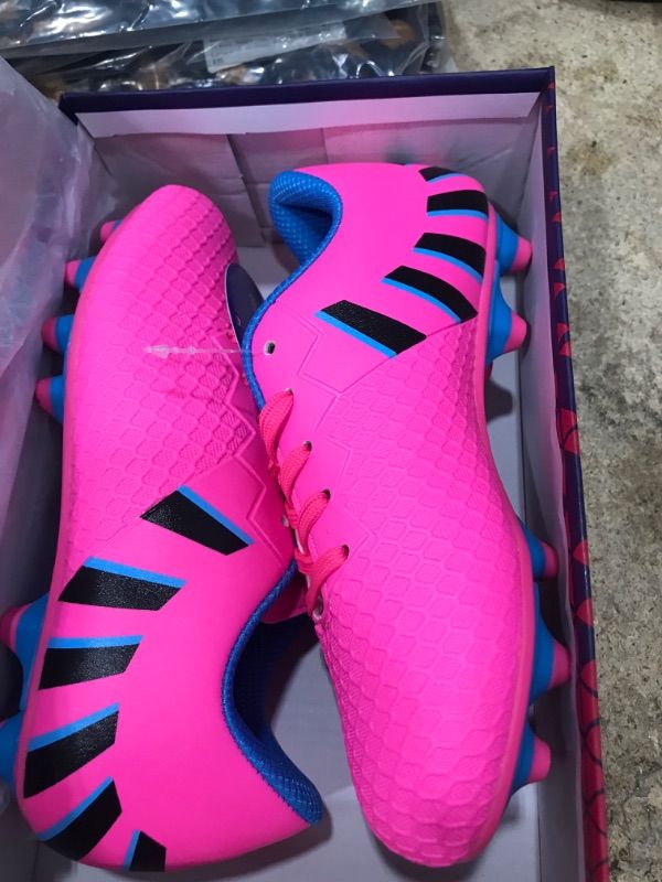 Photo 1 of Hawkwell Kids Athletic Firm Ground Outdoor Comfortable Soccer Cleats(Toddler/Little Kid/Big Kid) 2 Little Kid 007-pink