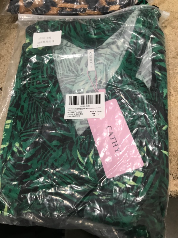 Photo 1 of CATHY Womens Casual Sleeveless Dress V Neck Wrap Tunics Dresses Loose Comfy Beach Sundress with Pockets Leaf Green X-Small