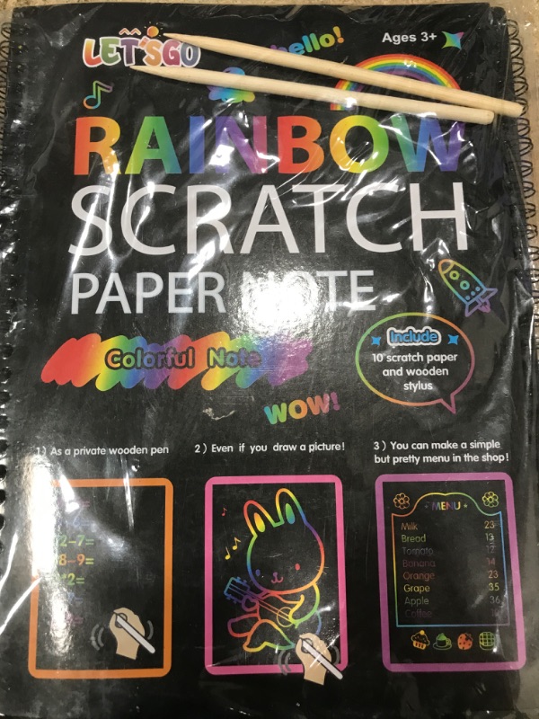 Photo 2 of DEVRNEZ Gifts for 3-12 Year Old Kids Rainbow Scratch Paper Arts & Crafts for Boys Age 4-10 Toys Create Magic Scratch Off Black Notebooks for Ages 5-8 DIY Game Toys|Party Favor|Birthday Day Gift PAPER-B