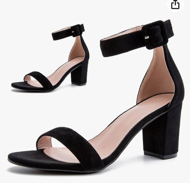 Photo 1 of 9.5 Vaaerduo Block Heels For Women Chunky 3 Inch Mid Open Toe Ankle Strap Strappy Thick Black Nude Heeled Sandals