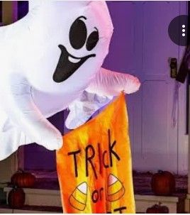 Photo 1 of Joiedomi 5 Ft Tall Halloween Inflatable Hanging Ghost with Trick or Treat Flag
