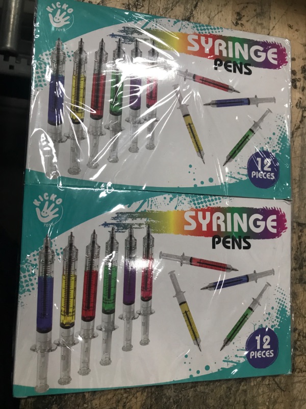 Photo 2 of Kicko Syringe Pens - 24 Pack Multi-Color Syringe Pen - 6 Color Ink Variety - for Boys, Girls, Imaginary Doctor Play, School Supplies, Party Favors, Goody Bag Fillers and Prizes 24 Count (Pack of 1)