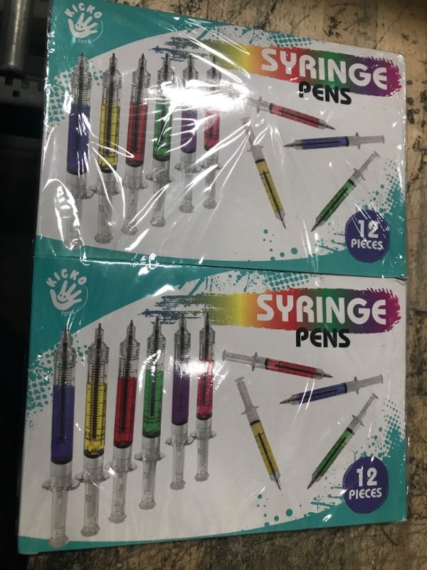 Photo 1 of Kicko Syringe Pens - 24 Pack Multi-Color Syringe Pen - 6 Color Ink Variety - for Boys, Girls, Imaginary Doctor Play, School Supplies, Party Favors, Goody Bag Fillers and Prizes 24 Count (Pack of 1)