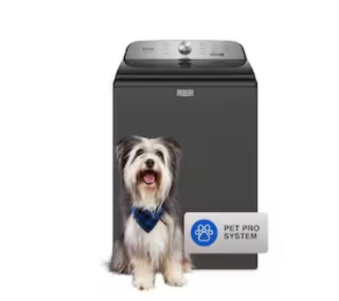 Photo 1 of Maytag Pet Pro 4.7-cu ft High Efficiency Agitator Top-Load Washer (Volcano Black)