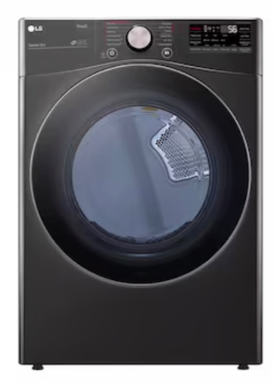 Photo 1 of LG True Steam 7.4-cu ft Stackable Steam Cycle Smart Electric Dryer (Black Steel) 