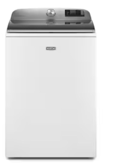 Photo 1 of Maytag Smart Capable 5.2-cu ft High Efficiency Agitator Smart Top-Load Washer (White) 
