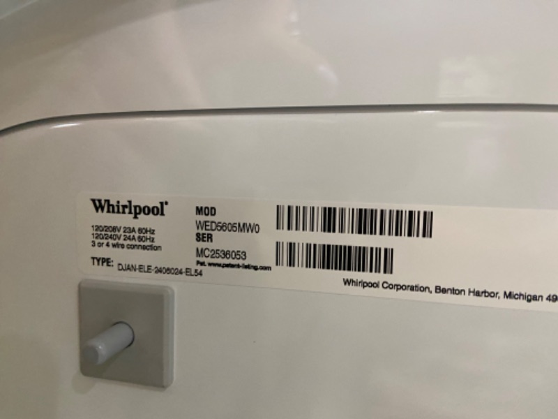 Photo 5 of Whirlpool 7.4-cu ft Stackable Electric Dryer (White) ENERGY STAR