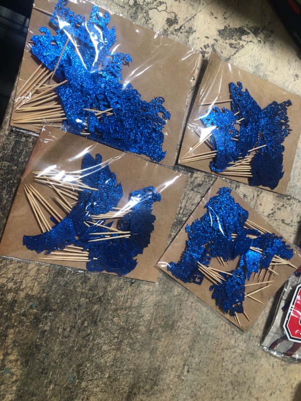 Photo 2 of **BUNDLE OF 4**  36 PCS Blue Glitter Graduation Cupcake Toppers 2023 - NO DIY - 2023 Graduation Decorations, Class of 2023 Congrats Grad Cap Diploma Cupcake Picks for 2023 Graduation Party Cake Decorations Supplies