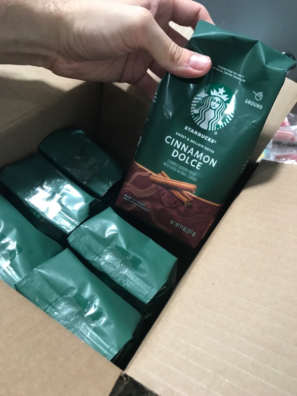 Photo 2 of 6 Pack of Starbucks Flavored Light Roast Ground Coffee  Cinnamon Dolce  No Artificial Flavors  1 bag (11 oz.) Best By 07/22/2023