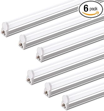 Photo 2 of (6 Pack) Barrina LED T5 Integrated Single Fixture, 4FT, 2200lm, 6500K (Super Bright White), 20W, Utility LED Shop Light, Ceiling and Under Cabinet Light, Corded Electric with ON/OFF Switch, ETL Listed
