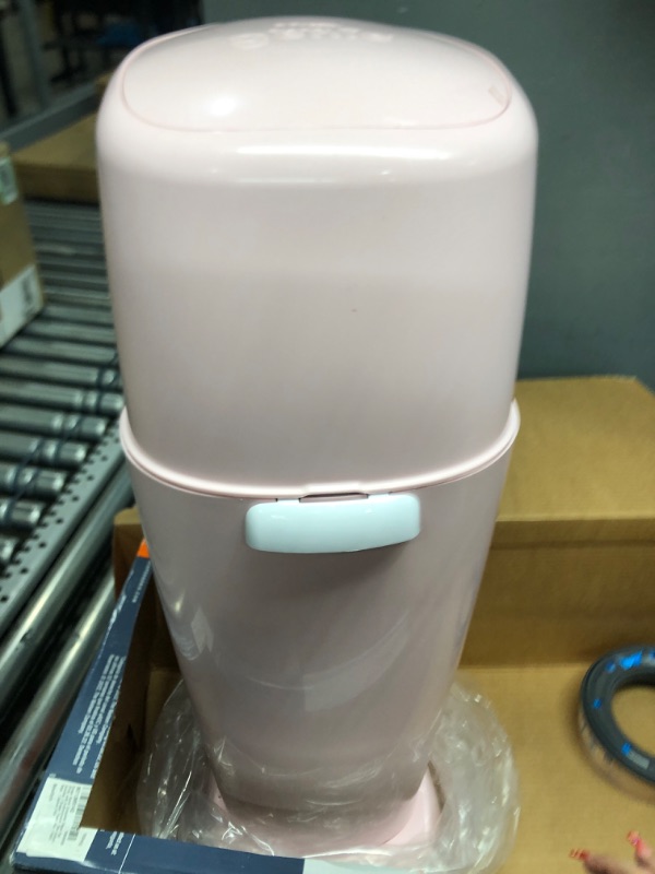 Photo 1 of Diaper Genie Complete Diaper Pail (Pink) with Antimicrobial Odor Control | Includes 1 Diaper Trash Can, 1 Refill Bags, 1 Carbon Filter Pink Pail + 1 Refill
