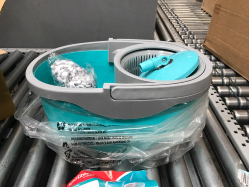 Photo 2 of Spotzero by Milton Maxx Spin Mop Bucket with Wringer Set with 2 Microfiber Refills | 360 Spinning Mop Bucket Floor Cleaning & Total Mopping System | Compact Storage | Water Outlet | Aqua Green Maxx Mop Plastic Wringer