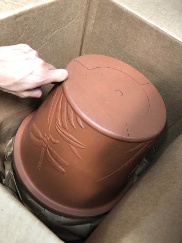 Photo 1 of PSW OF33TC Dragonfly Pot, 13 by 11-Inch, Terra Cotta Color Terra Cotta 13 by 11-Inch