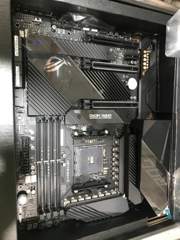 Photo 2 of ASUS ROG Crosshair VIII Dark Hero AMD AM4 X570S Zen 3 Ryzen 5000 & 3rd Gen Ryzen ATX Gaming Motherboard (PCIe 4.0, 14+2 Ti Power Stages, PCH Heatsink, Wi-Fi 6, 2.5 Gbps LAN, USB 3.2 Gen 2 Type-C