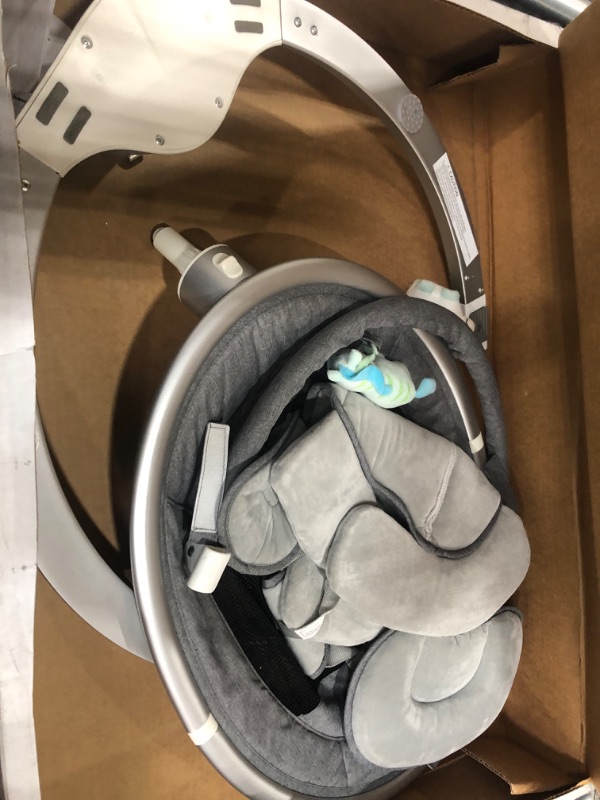 Photo 2 of BabyBond Baby Swings for Infants, Bluetooth Infant Swing with Preset Lullabies, 5 Point Harness Belt, 5 Speeds and Remote Control - Portable Baby Swing for Indoor and Outdoor (Grey)