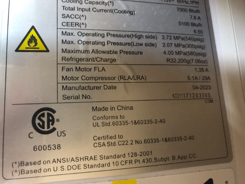 Photo 3 of * missing remote * AC grille does not stay open while running *
FIOGOHUMI 10000BTU Portable Air Conditioner - Portable AC Unit with Built-in Dehumidifier Fan Mode for Room up to 250 sq.ft. 