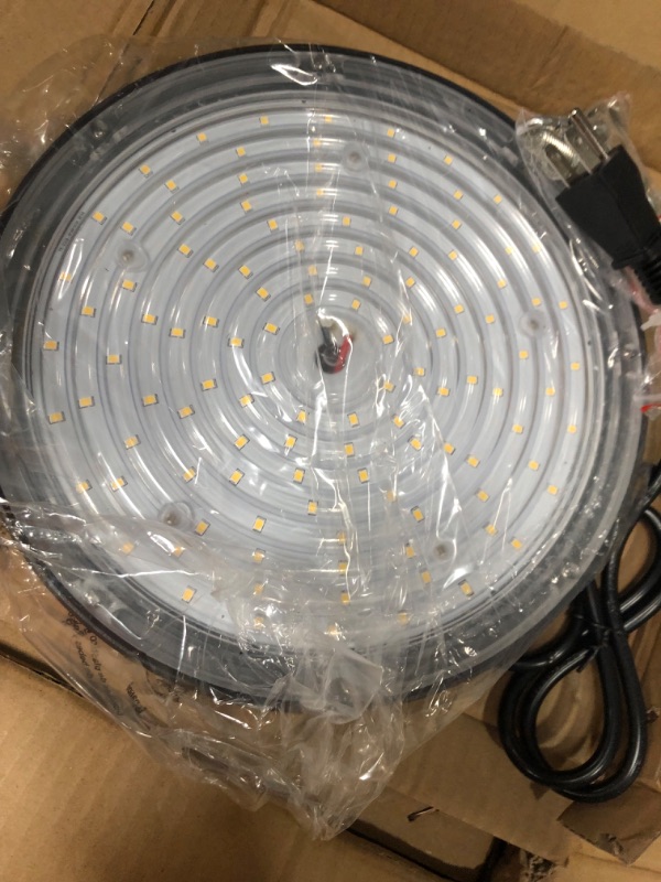 Photo 3 of 100W UFO LED High Bay Light14000lm (Eqv.400W MH/HPS) High Bay LED Lights 5000K High Bay Shop Lights, ETL Listed with US Plug Commercial Bay Lighting Energy Saving Upto 3800KW/5Yrs(5Hrs/Day)-10Pack 100W 10 Pack