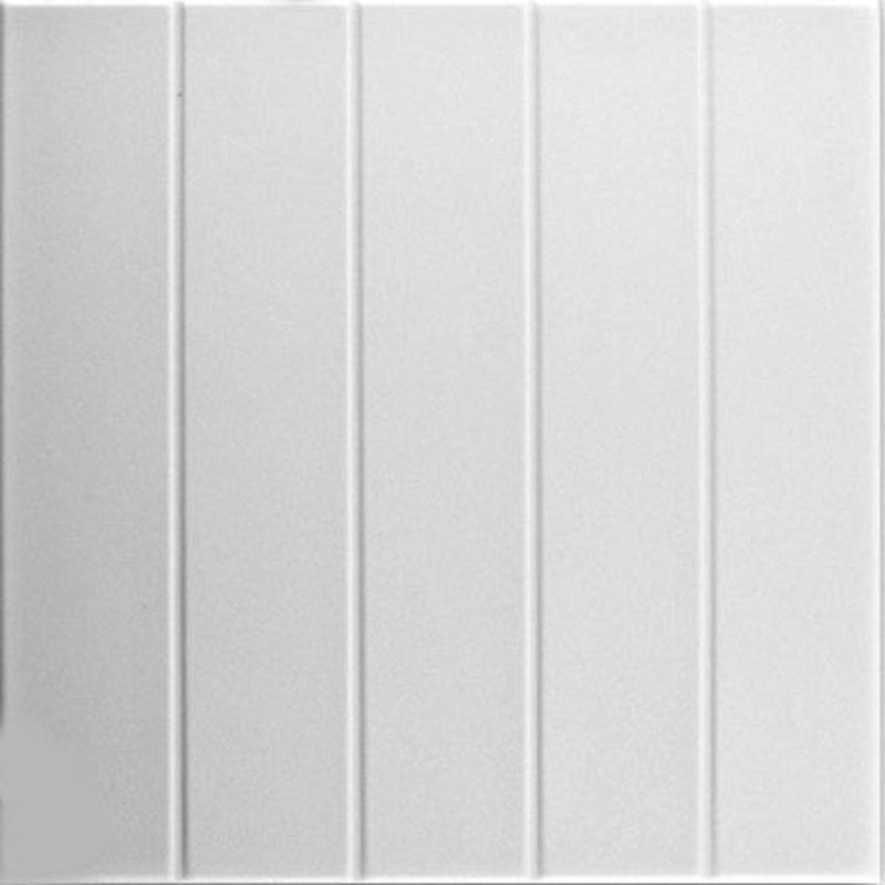 Photo 2 of A La Maison Ceilings Bead Board Plain White 1.6 Ft. X 1.6 Ft. Decorative Foam Glue up Ceiling Tile (259.2 Sq. Ft./case)
