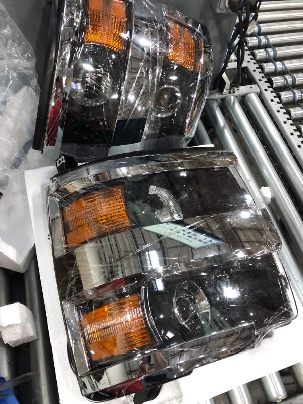 Photo 2 of BROKEN OFF SM. END**ROXX Headlights Assembly for 2015 2016 2017 2018 2019 Chevy Silverado 2500 3500, Headlights Replacements with High Low Beam, DRL, Amber Reflector Headlamps, Driver & Passenger Side (Chrome) Chrome Housing w/ Clear Lens w/ Chrome Frame