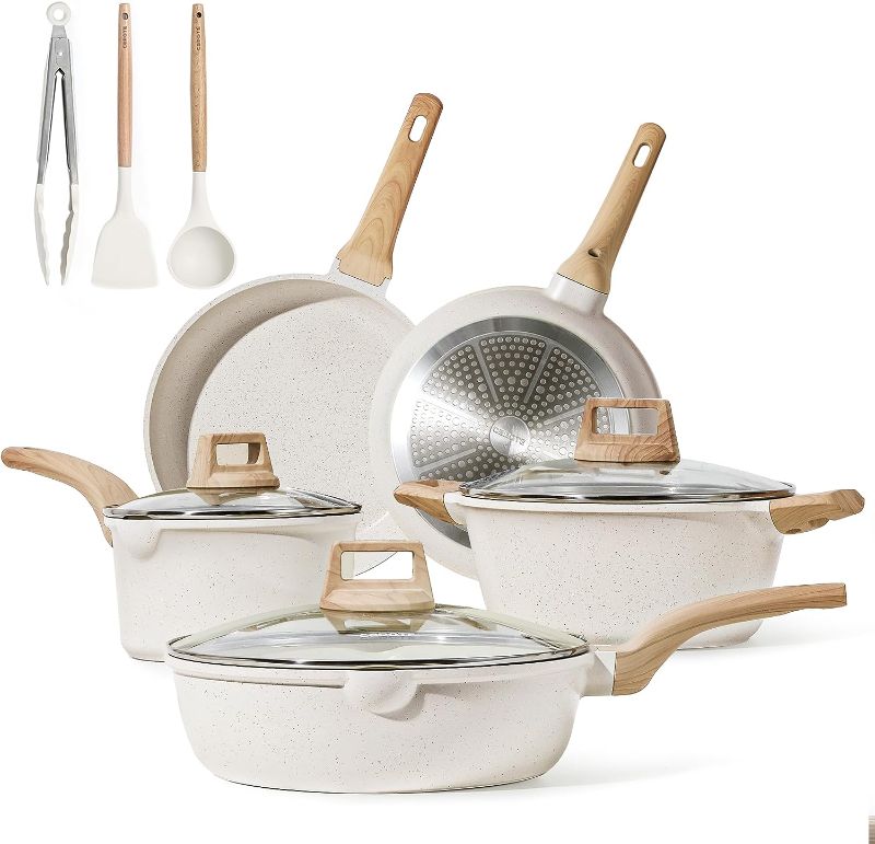 Photo 1 of  Pots and Pans Set Nonstick, White Granite Induction Kitchen Cookware Set