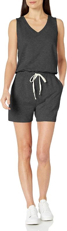 Photo 1 of 5 OF- Amazon Essentials Women's Studio Terry Fleece Romper Small Charcoal Heather- small 