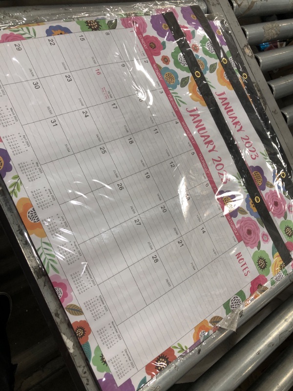 Photo 2 of 3 pk- Large Desk Calendar 2023 - 2023 Desk Calendar, 12 Monthly Large Desk/Wall Calendar 2-in-1, 22" x 17", JAN. 2023 - DEC.2023, Thick Paper with Corner Protectors, Large Ruled Blocks - Colorful Floral