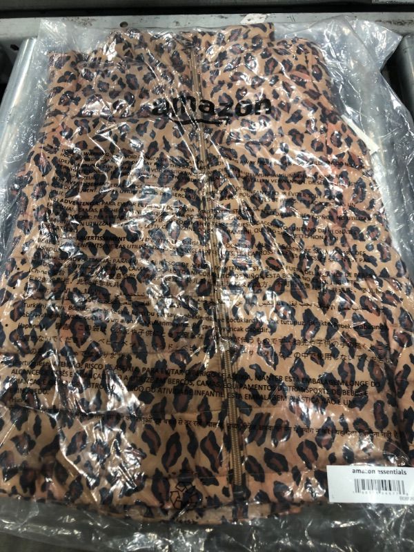 Photo 2 of Amazon Essentials Girls and Toddlers' Lightweight Water-Resistant Packable Mock Puffer Jacket Large Leopard