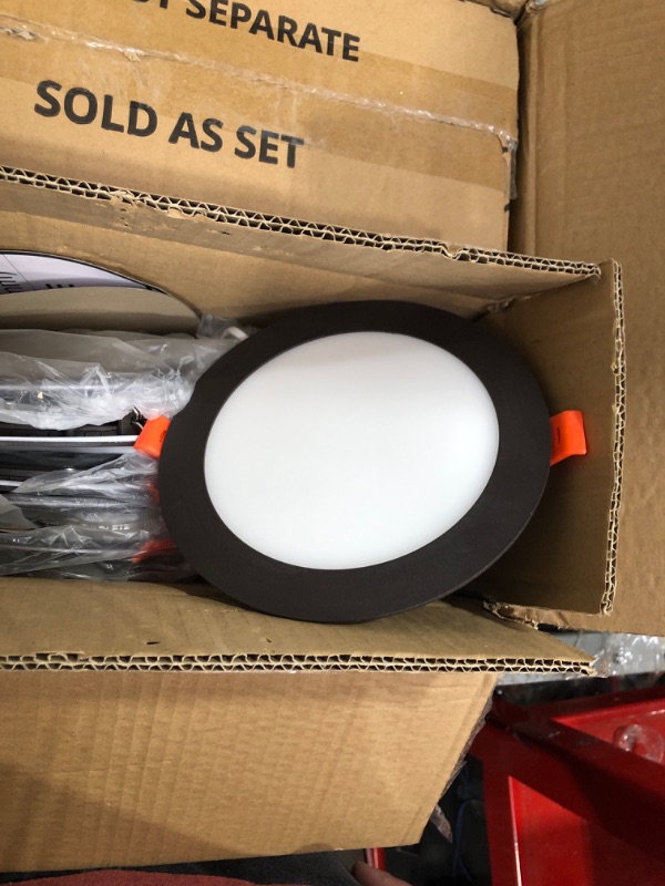Photo 3 of 12 PACK ASD 6 Inch Ultra Thin LED Recessed Lighting Oil Rubbed Bronze, 5 CCT 2700K-5000K, 15W 60W Eqv, Ceiling Dimmable Canless Wafer Downlight with J-Box, 1225Lm High Brightness - UL Energy Star 6 Pack Oil-Rubbed Bronze 6 Inch