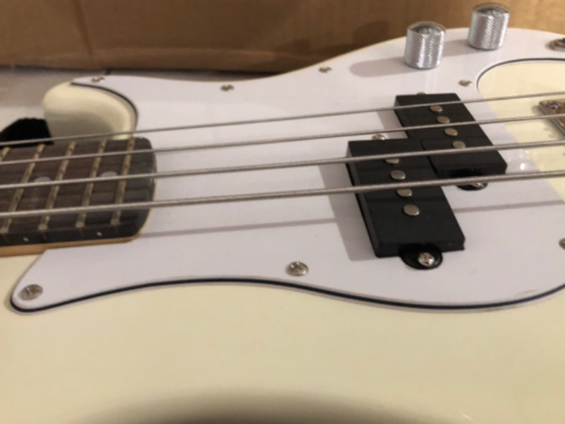 Photo 4 of ** SEE NOTES**SIMILAR TO STOCK PHOTO** 
WHITE Mini Bass Guitar with starter kit 3/4 size for Children beginners Short Scale 4 string 36 inch (White/Cream)