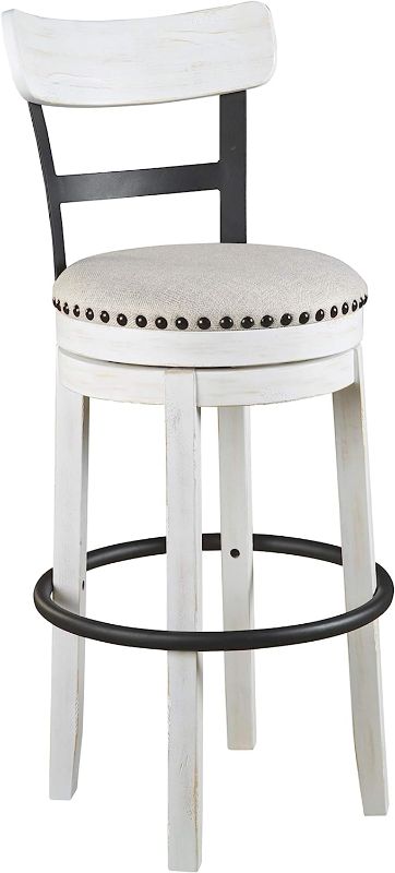 Photo 1 of 
Signature Design by Ashley Valebeck 30" Modern Swivel Pub Height Barstool, Whitewash
Color:Whitewash
Size:19"W x 19"D x 42"H
Pattern Name:Bar Stool