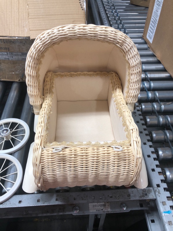 Photo 1 of Baby Doll Stroller by Small Foot – Vintage Wicker Rolling Carriage Pram – Classic Doll Buggy – Pretend Play Toy Develops Kids Nurturing, Imaginative & Creative Play – Ages 3+ Years