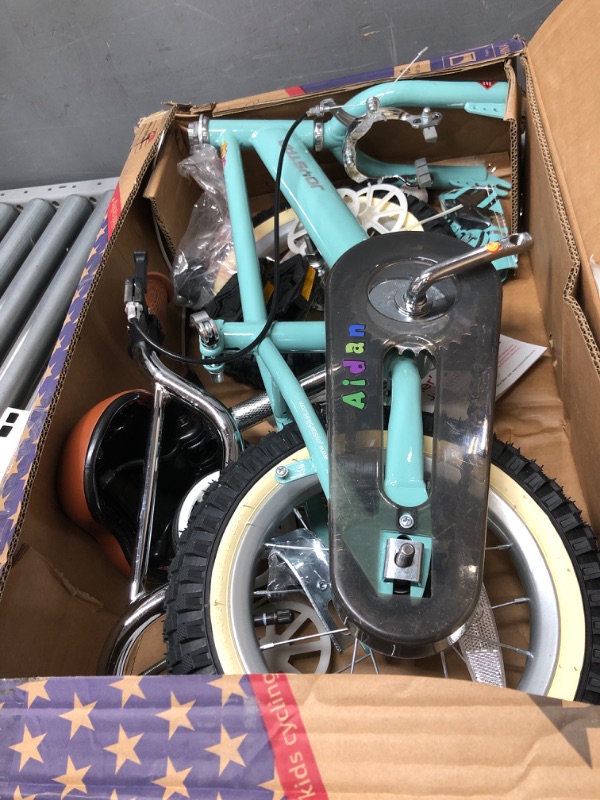 Photo 2 of ***DAMAGED - MISSING PARTS - SEE NOTES***
JOYSTAR Kids Bike Retro Style 12 Inch With Training Wheels, Blue
