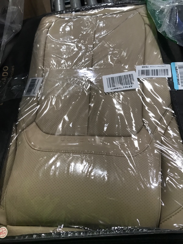 Photo 1 of Coverado Front Seat Covers 2 Pieces, Waterproof Nappa Leather Sideless Auto Seat Protectors, Universal Fit for Most Sedans SUV Pick-up Truck, Beige